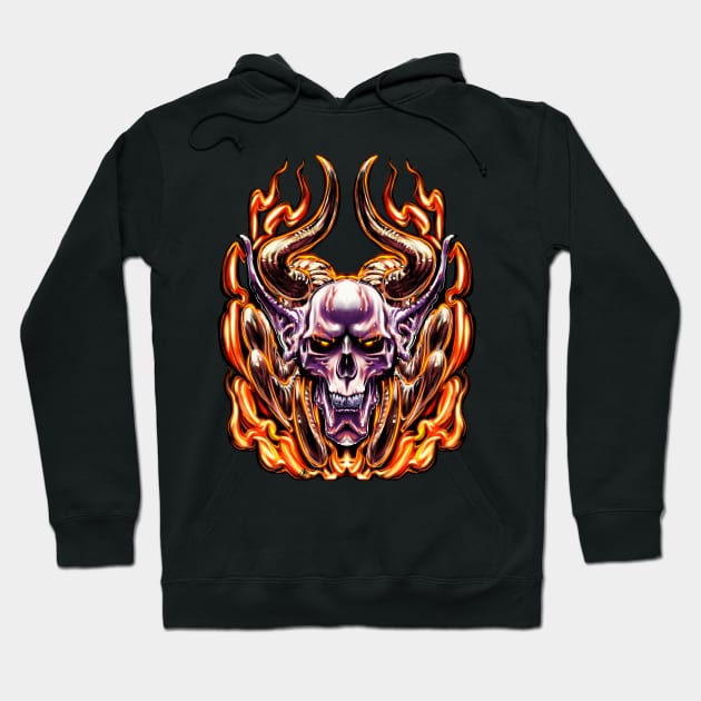 Flaming Demon Skull Hoodie by Shawnsonart